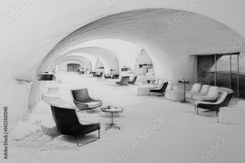 Obraz na płótnie Elegant Modern Interior Design with Curved Architecture and Furniture w salonie