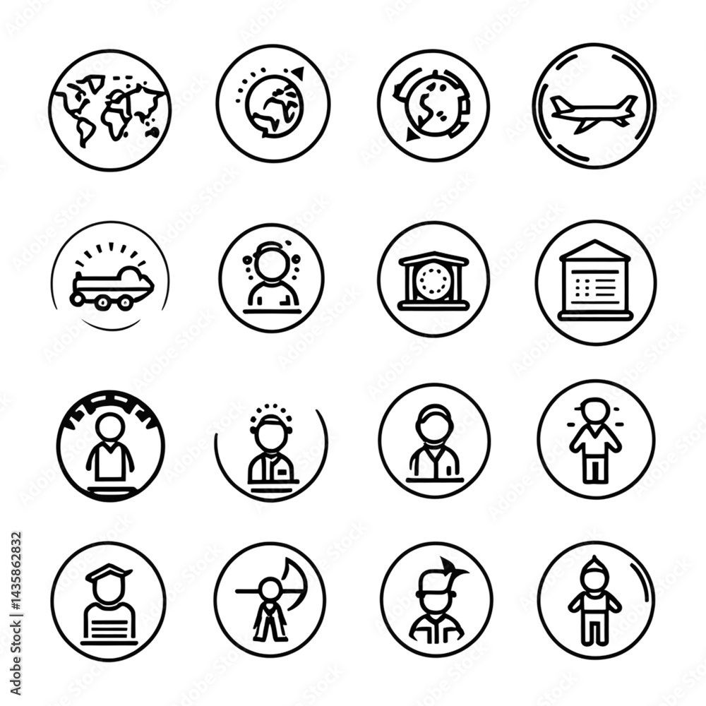 地球と旅行アイコン|Globe and Travel Icons 地球と旅行アイコン|Globe and Travel Icons