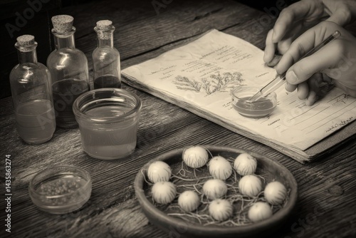 Obraz na płótnie Experimenting with Natural Extracts and Herbal Recipes in Laboratory w salonie