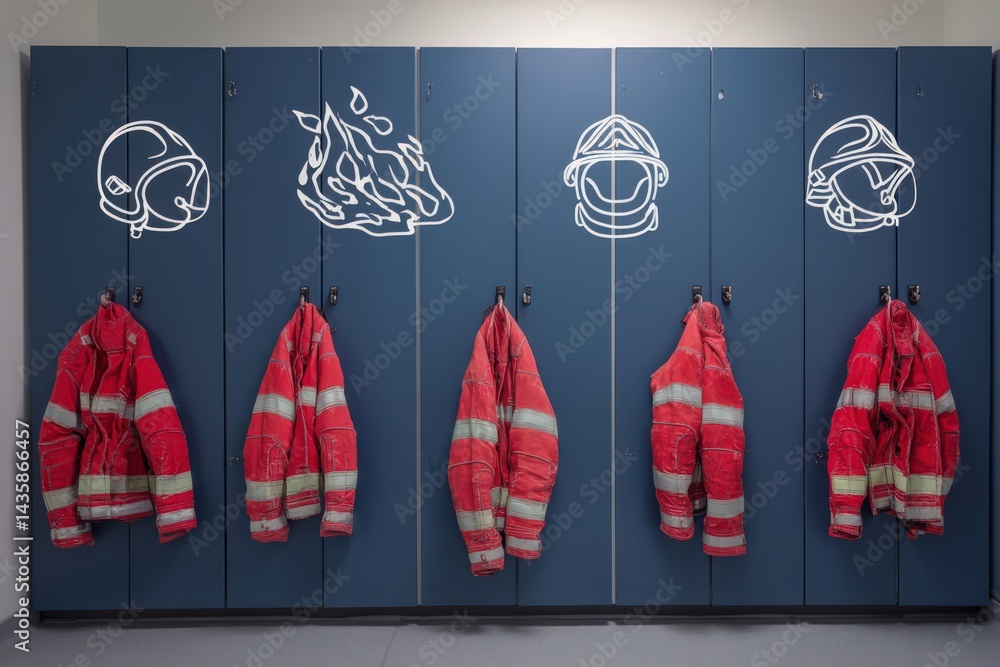 Firefighter Gear and Lockers in Bright and Organized Space