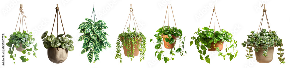 PNG Hanging plants enhance decor beautifully, element set on transparent background