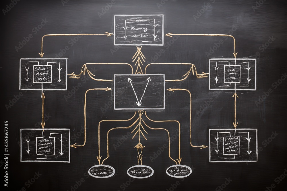 Flowchart Diagram on Chalkboard Background for Visual Learning