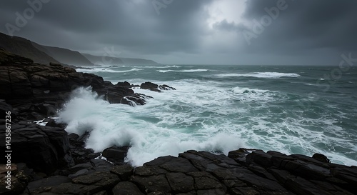 Storm's Embrace: Coastal Fury AI Generated