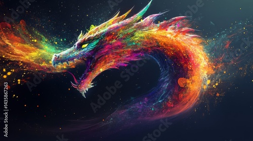 Colorful Abstract Dragon Digital Painting