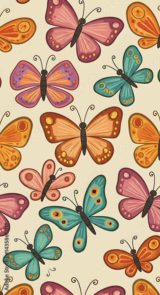 Fototapeta premium Pastel Flutter: A Butterfly Symphony AI Generated