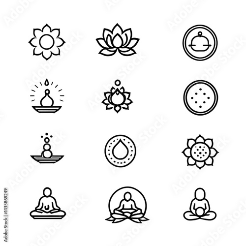 禅と蓮のアイコンセット｜Zen and Lotus Icon Set