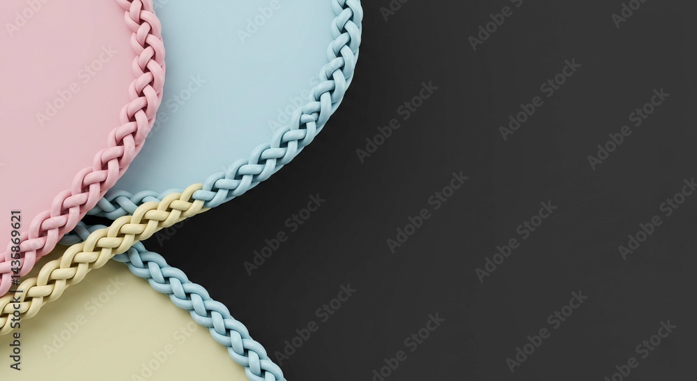 Abstract Pastel Braided Circles on Dark Background Modern Design Element Abstract Pastel Braided Circles on Dark Background Modern Design Element
