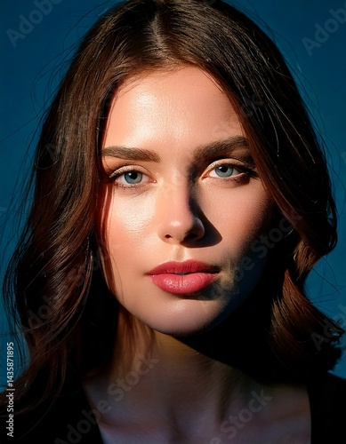 Wallpaper Mural A colorful portrait of a person exuding mystery. Soft shadows and highlights accentuate their face. Torontodigital.ca