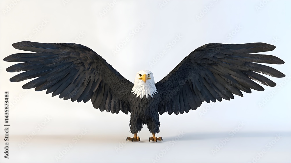 Obraz premium Photorealistic Eagle with Fully Spread Wings Captured in Stunning Detail