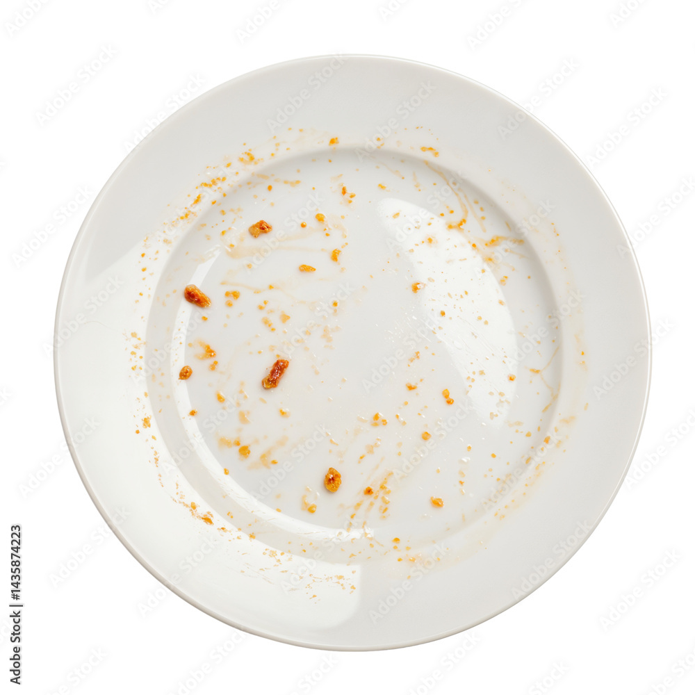 Empty Plate with Food Scraps Clean Eating Concept Empty Plate with Food Scraps Clean Eating Concept