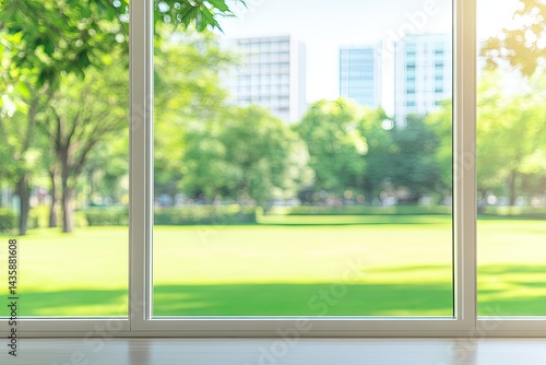 City park view through large window