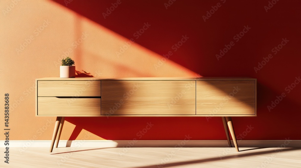 Obraz premium A minimalist storage console with slim legs