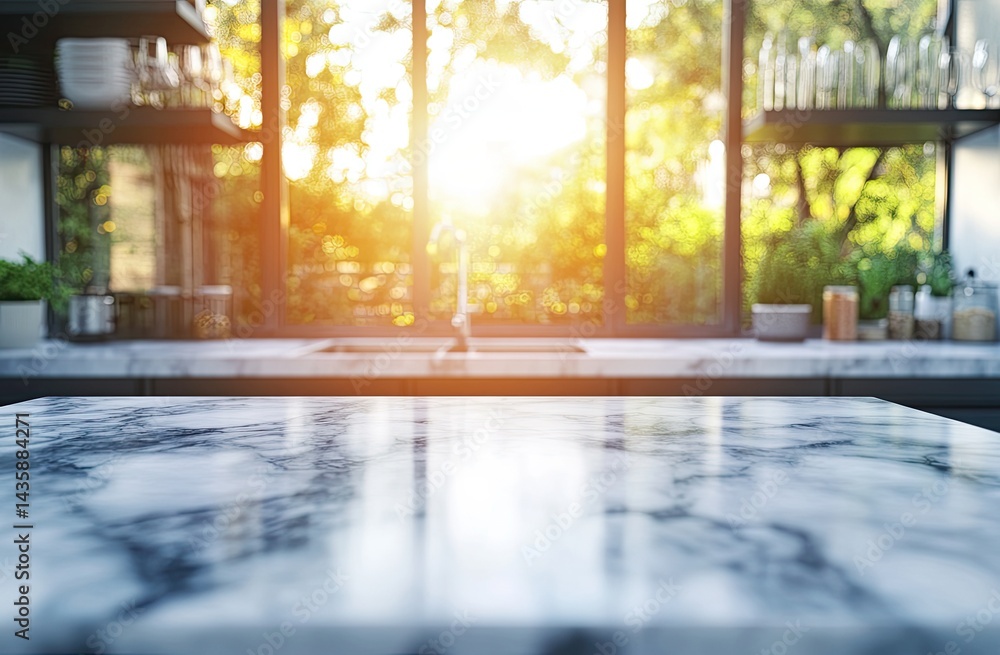 Modern Kitchen Countertop with Sunlight Modern Kitchen Countertop with Sunlight