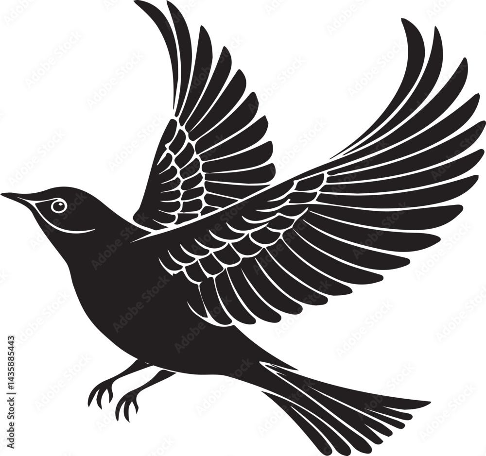 Obraz premium Pipit bird silhouette vector design with white background .