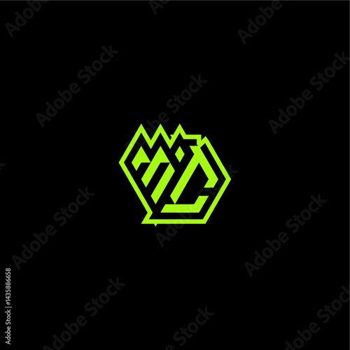 logo design concept cool and dynamic monogram MC esport gaming initial letter