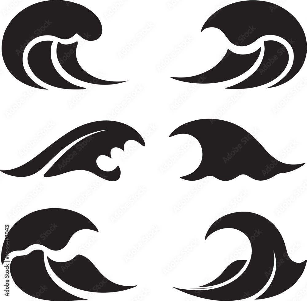 Fototapeta premium surf wave silhouette design isolated on the white background