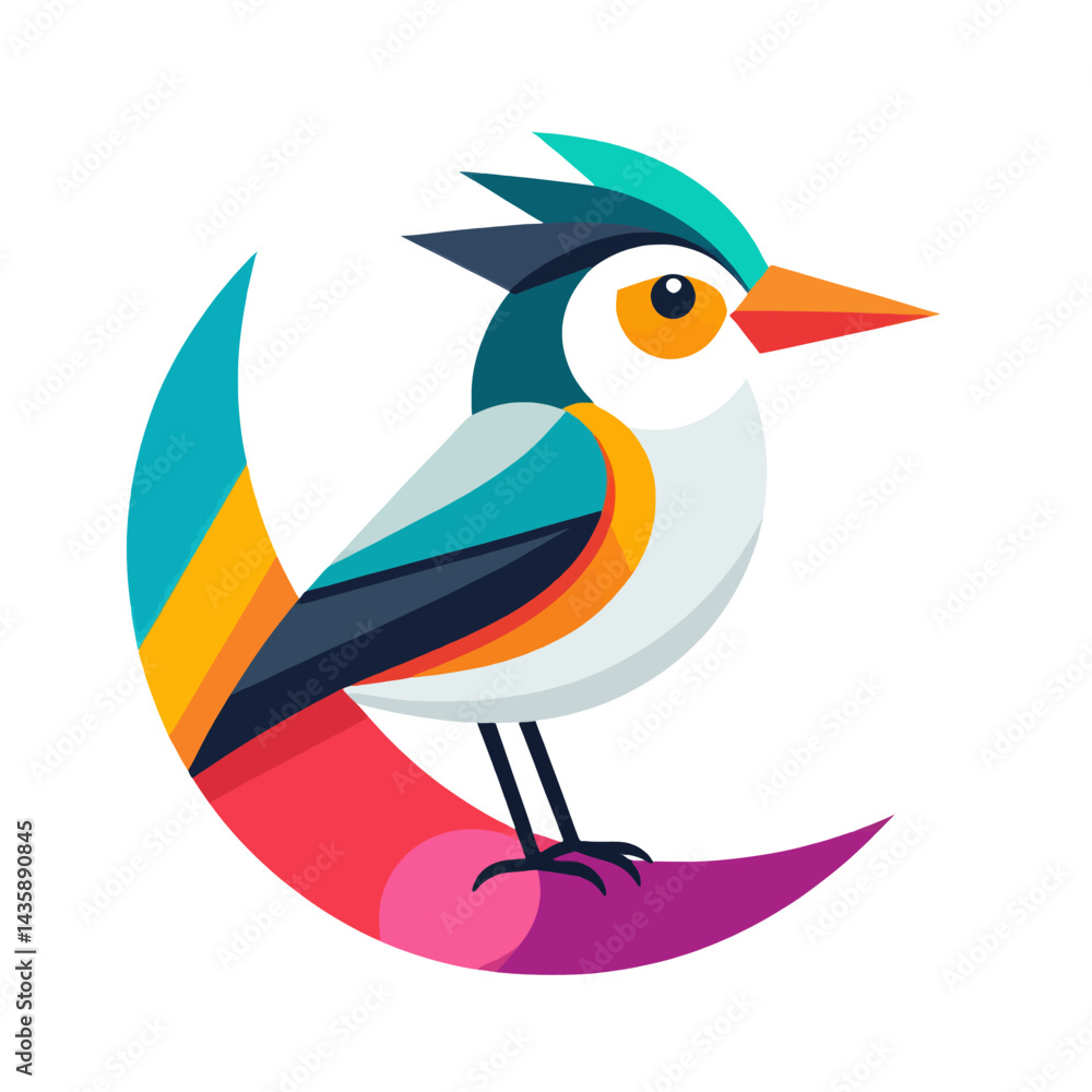 Obraz premium Colorful-Bird-Illustration-Vector-Art or Cartoon-Bird-Logo-Design-Vector