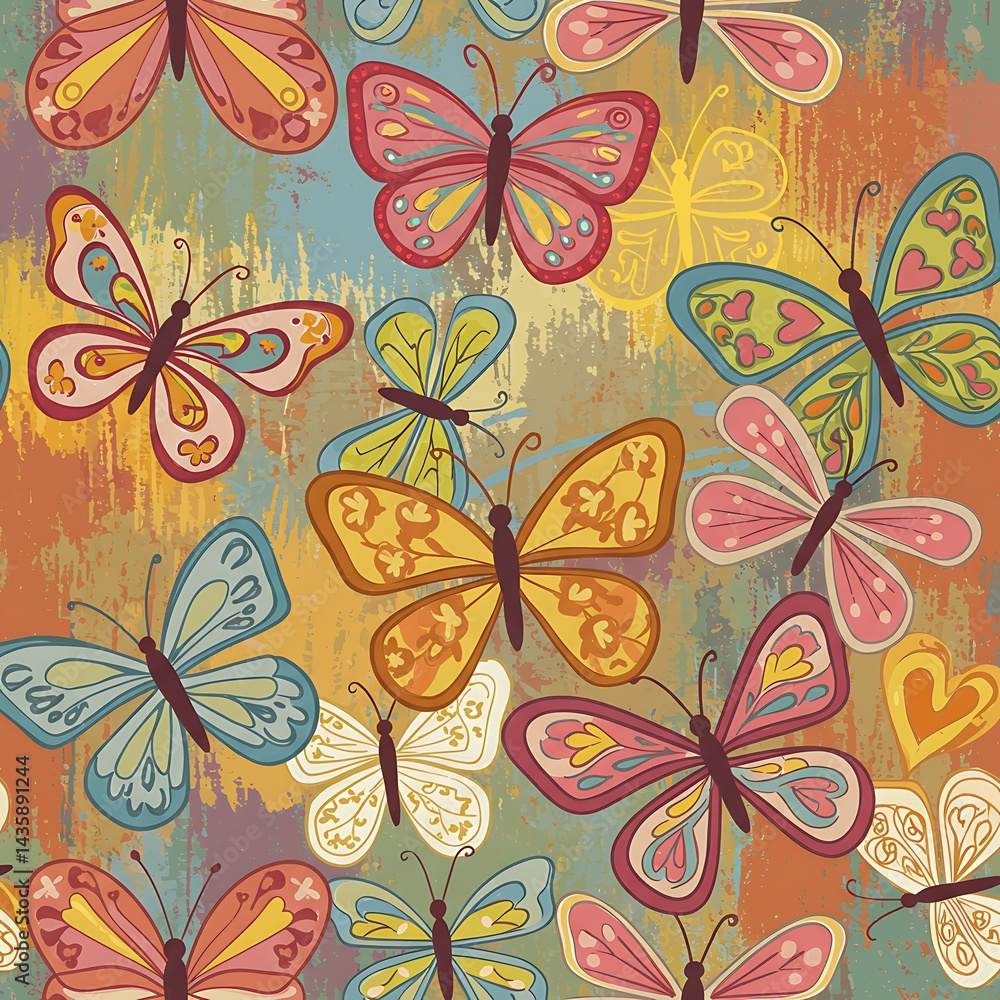 Fototapeta premium Whimsical Butterfly Rhapsody AI Generated