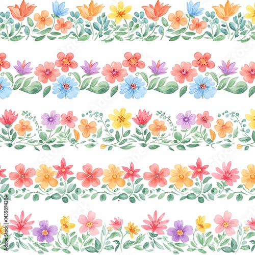 Watercolor Floral Borders: A Tapestry of Blooms AI Generated