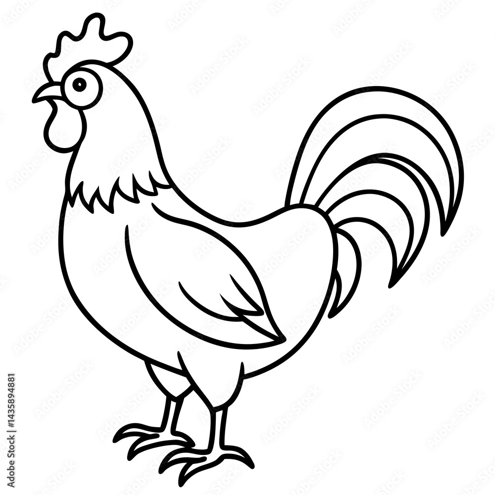 Elegant Rooster Line Art Elegant Rooster Line Art