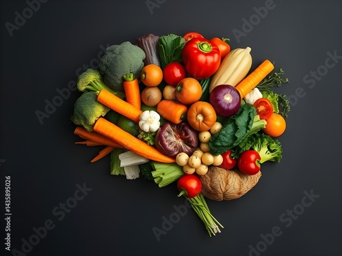 Colorful Assortment of Fresh Vegetables on a Dark Background