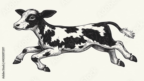 A playful calf leaps across