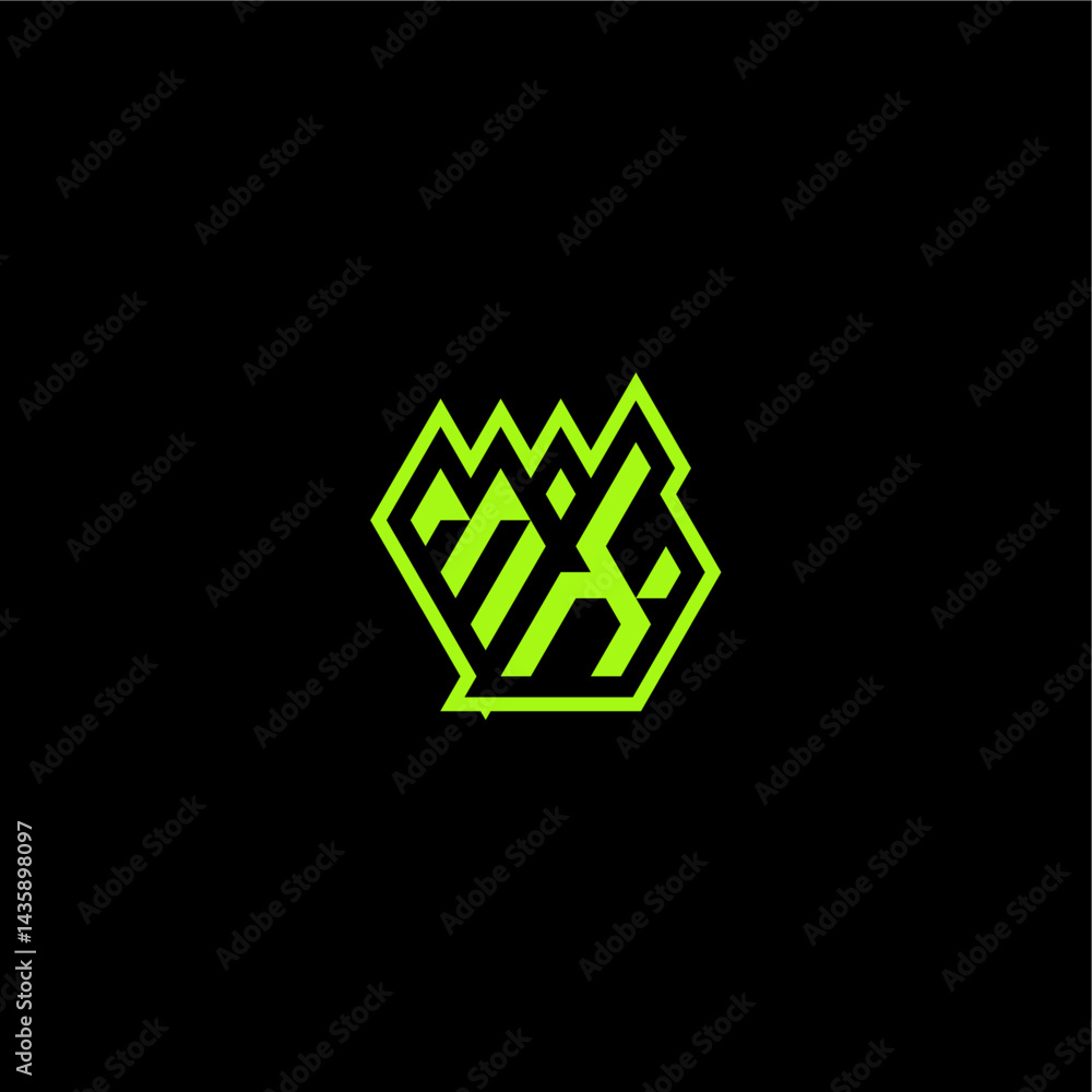 Fototapeta premium logo design concept cool and dynamic monogram MX esport gaming initial letter