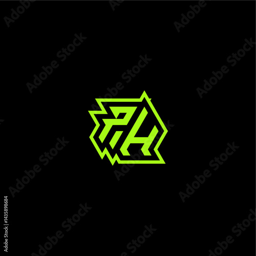 logo design concept cool and dynamic monogram PH esport gaming initial letter