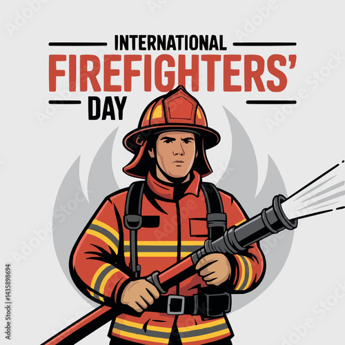 International Firefighters Day Poster Hero Fireman Tribute Illustration

