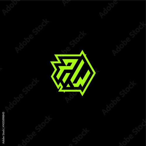 logo design concept cool and dynamic monogram PW esport gaming initial letter