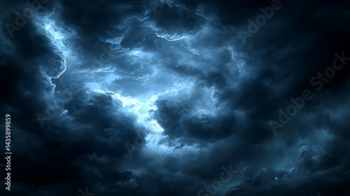 Dark, stormy clouds illuminated by lightning