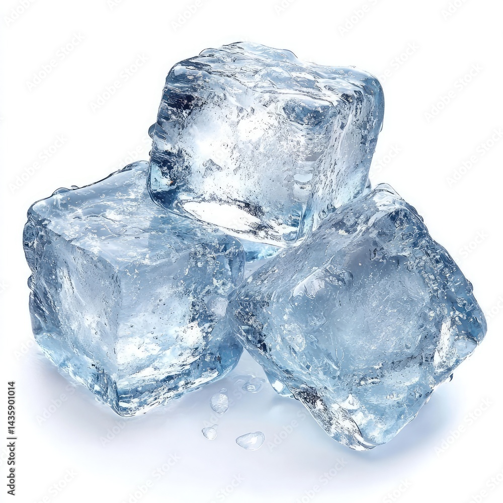 Obraz premium Ice cubes isolated on a white background.