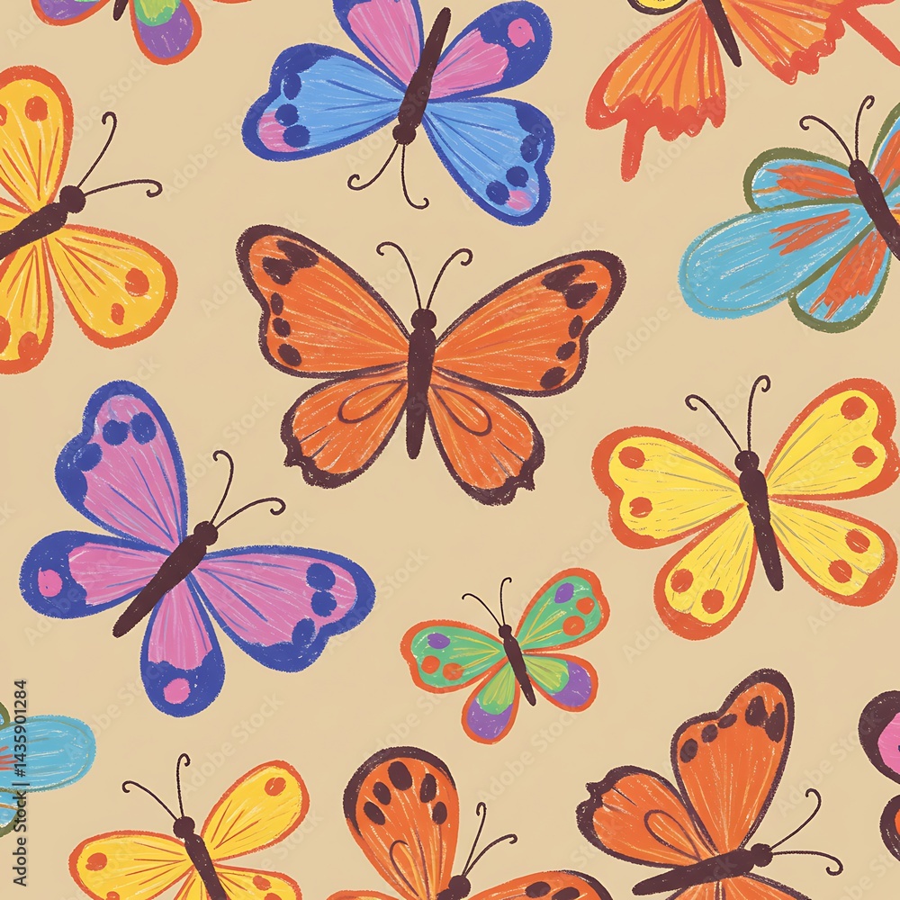 Fototapeta premium Butterflies in Bloom AI Generated