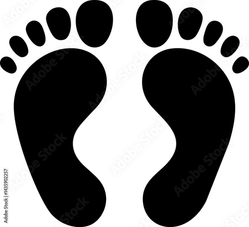 Simple black silhouette of two footprints, vector illustration. Vector illustration