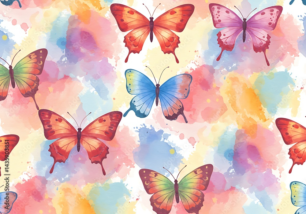 Watercolor Wings: A Flutter of Hues AI Generated Watercolor Wings: A Flutter of Hues AI Generated