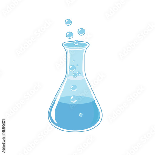Light Blue Liquid Bubbling in Glass Beaker