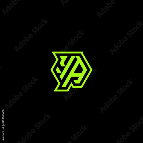 YA letter cool and dynamic monogram esport gaming initial logo design concept