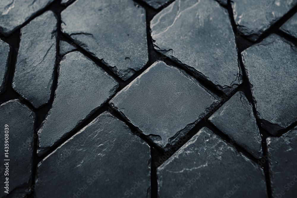 Obraz premium Close-up of a textured slate tile surface.