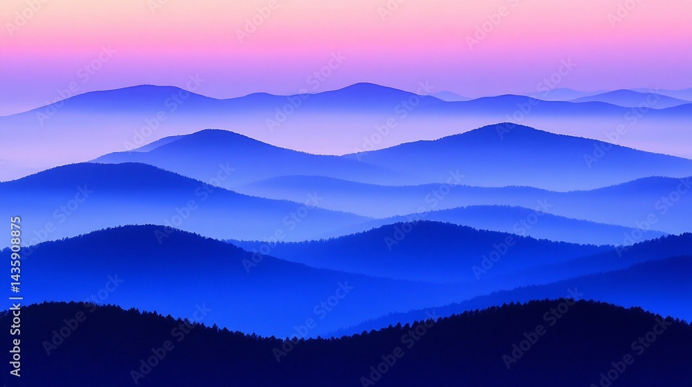Obraz premium Misty mountain range at dawn