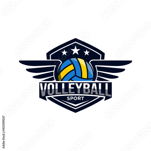 Volleyball logo icon design, sports badge template. Vector illustration logo vector template. Sports badge for tournament or championship.