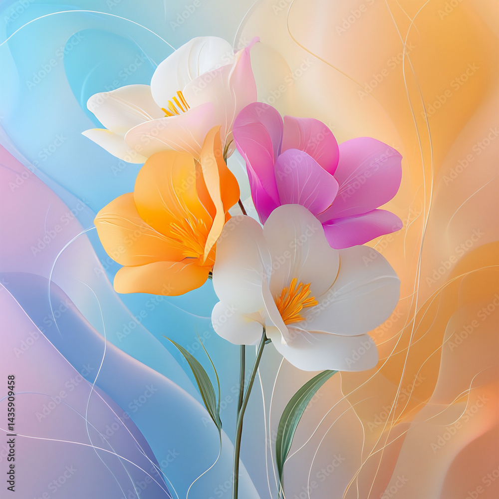 Obraz premium pop freesia bright graphic,