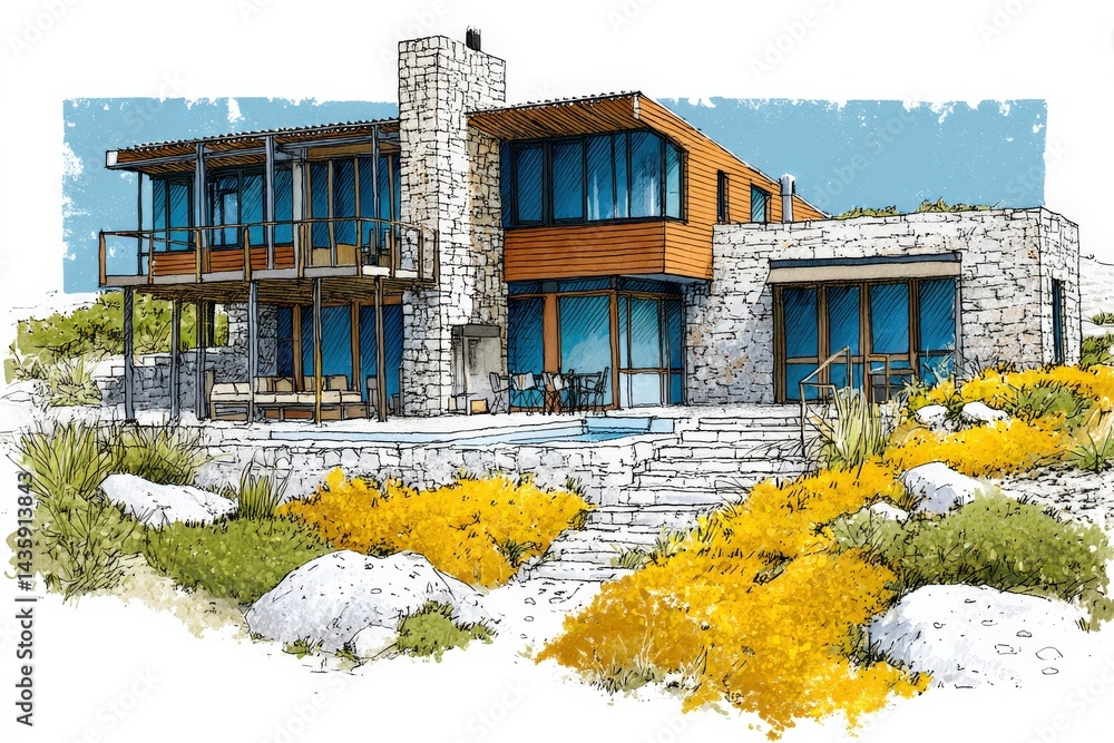 Modern Architectural Design of a Beach House Surrounded by Nature