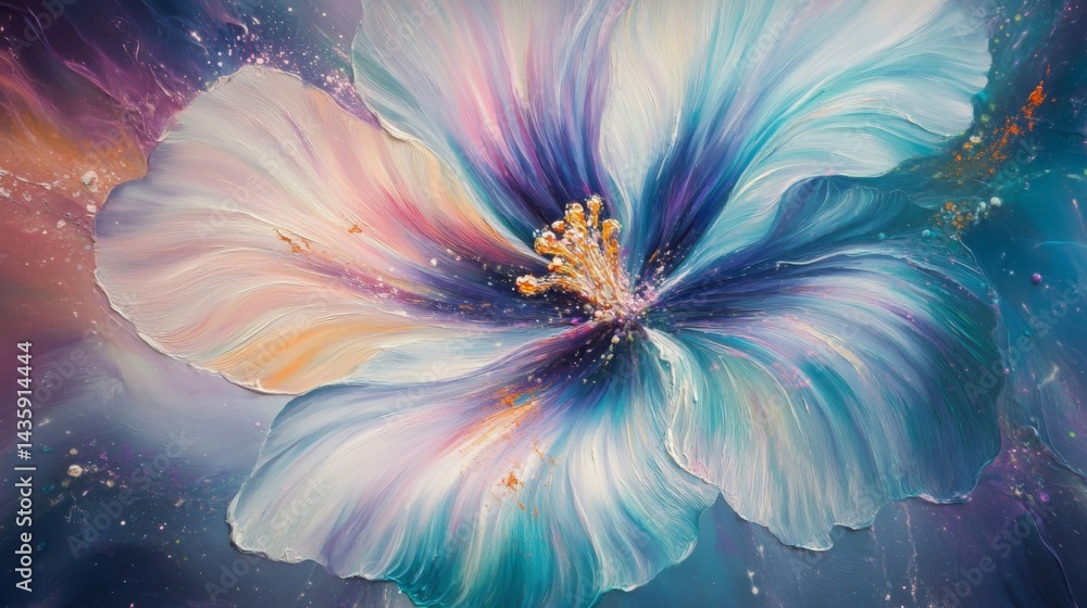 Obraz premium Vibrant Purple And Blue Hibiscus Flower Painting