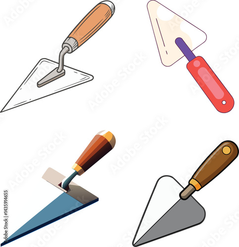 Corner Trowel Vector Set – Construction Hand Tools EPS. 