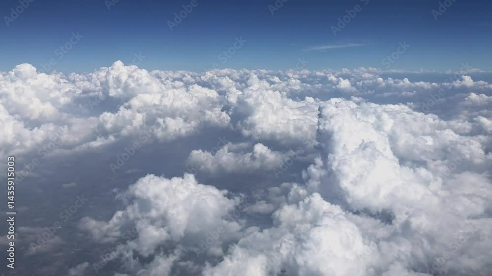 Flying Above the Clouds White Puffy Clouds Against Blue Sky Drone Shot Flying Above the Clouds White Puffy Clouds Against Blue Sky Drone Shot