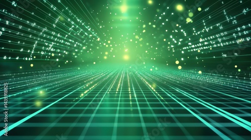 Wallpaper Mural green gradient background with a futuristic glow and a subtle digital grid overlay Torontodigital.ca