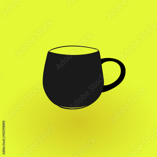 Black Cup Silhouette on Yellow Background
