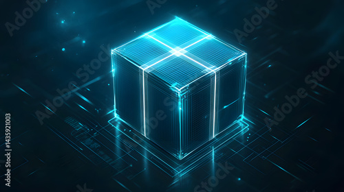 Innovative technology showcase virtual world digital art futuristic environment centered perspective high-tech concept