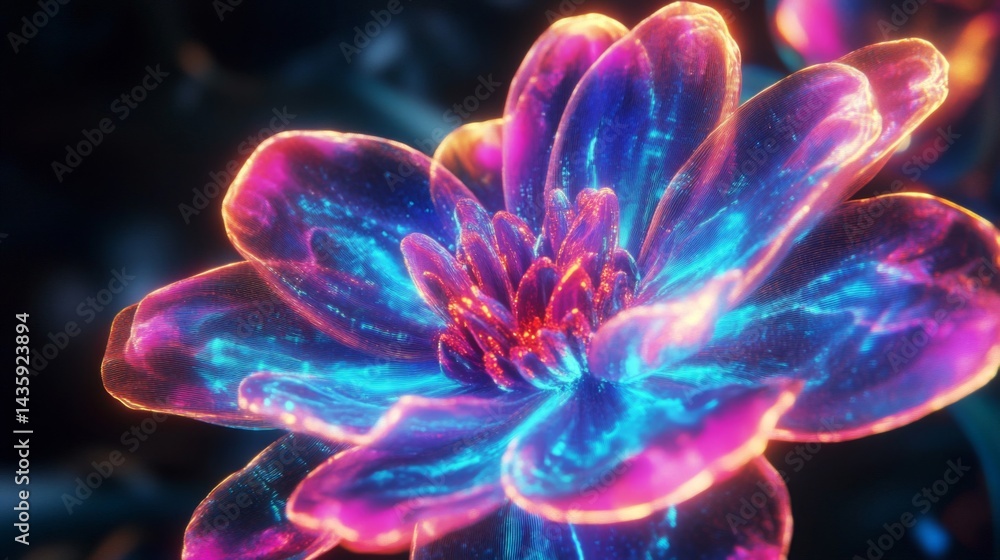 Glowing Neon Flower Abstract Digital Art Glowing Neon Flower Abstract Digital Art