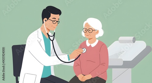 Doctor Examining Elderly Patient Healthcare Checkup